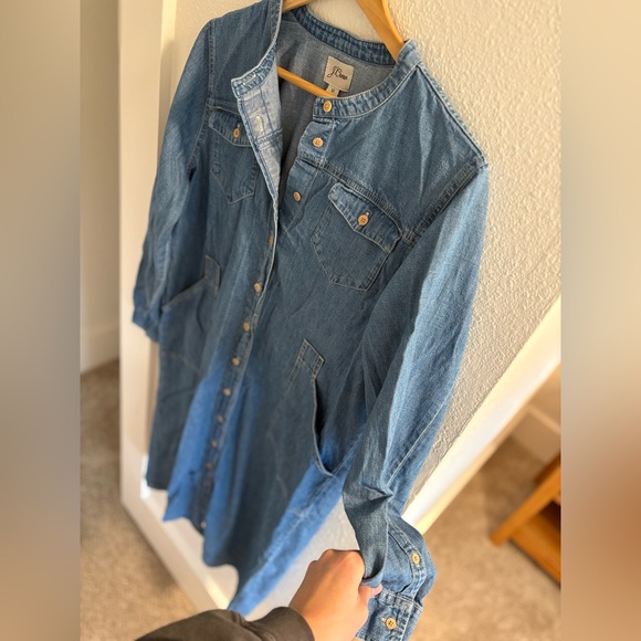 J. Crew Light Blue Denim Shirt Dress 12 - Picture 6 of 7